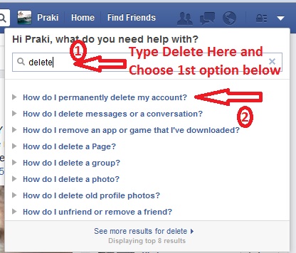 Delete Facebook Permanently Step 2a